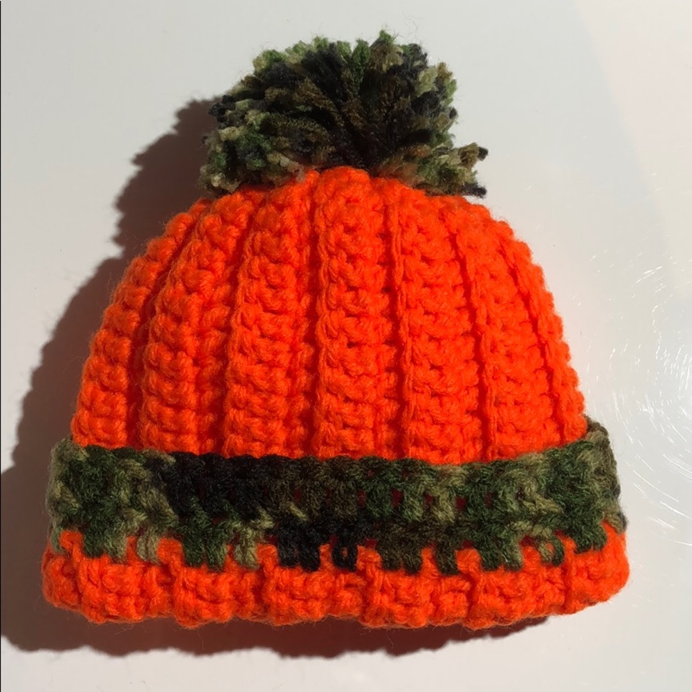 Baby hunting camouflage orange photo prop hat